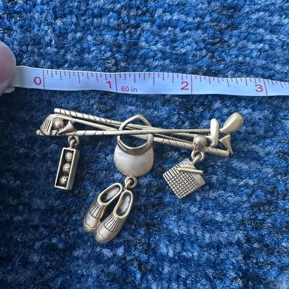 Vintage Danecraft Stamped Golf Goldtone Brooch - Picture 4 of 5